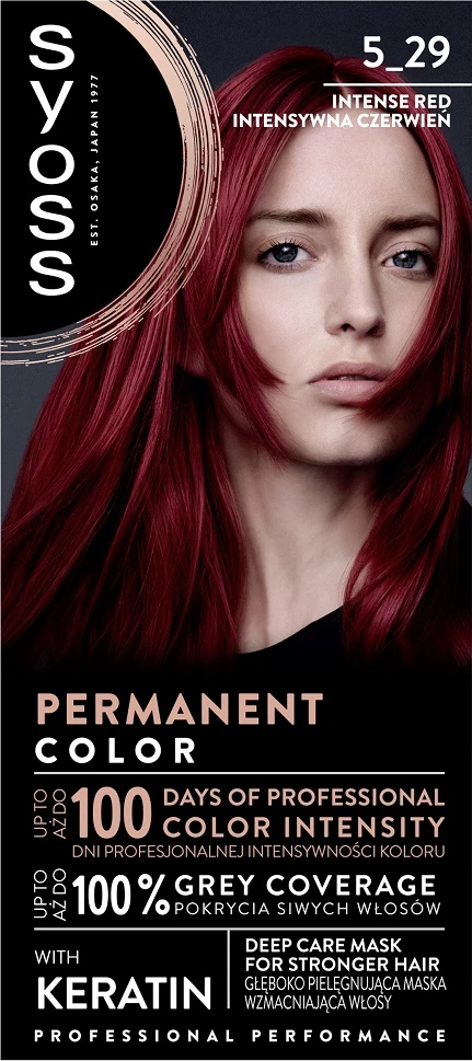 Ngjyrë për flokë Syoss 5_29 Intense Red për femra, 1 copë
