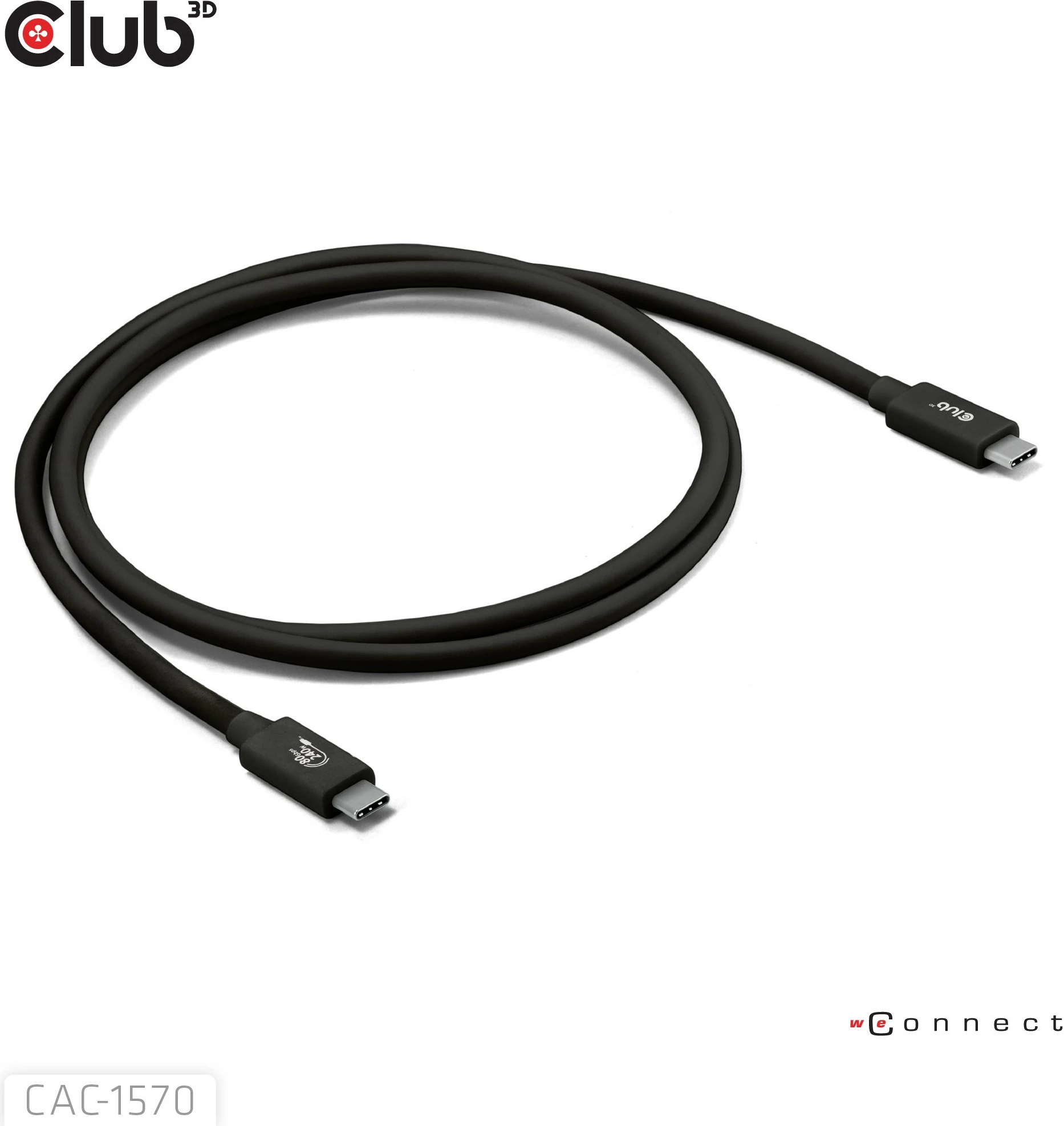 Kabllo USB-C Club3D CAC-1570, 80Gbps, 240W, 8K240Hz, 1.2m, e zezë