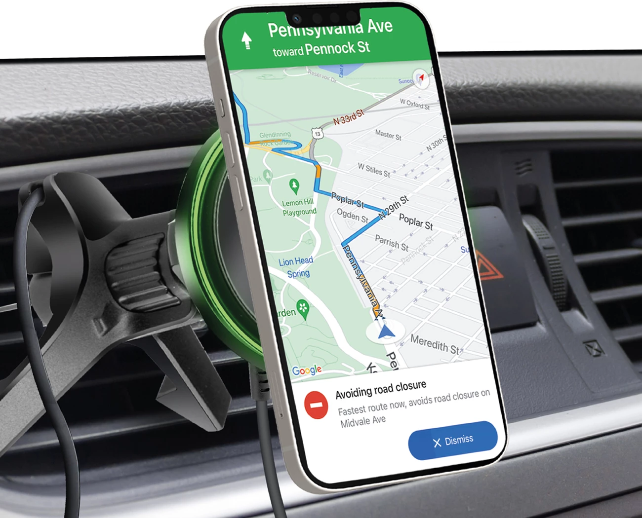 Mbajtës magnetik me karikues wireless SBS TESUPMAGWIR15W për ventilator të makinës, MagSafe, i zi