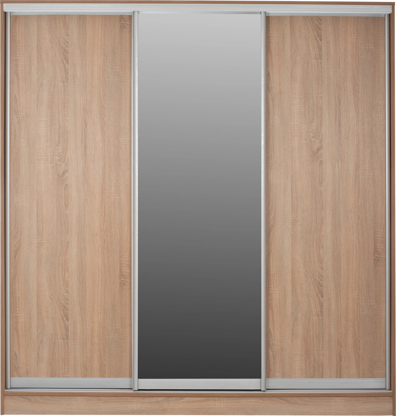 Dollap me dyer rrëshqitëse me pasqyrë, ngjyrë lisi, FH2435, 200x60x210 cm