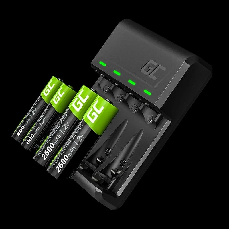 Karikues baterish Green Cell VitalCharger GRADGC01, 4-kanal AA/AAA Ni-MH, USB-C/Micro USB, i zi