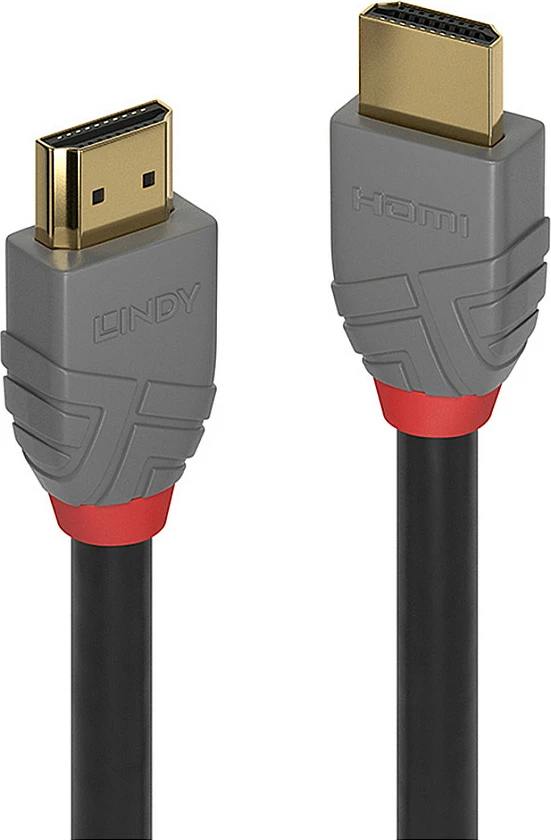 Kabllo HDMI LINDY Anthra Line 0.5m, 4K@60Hz, 18Gbps, e zezë/gri