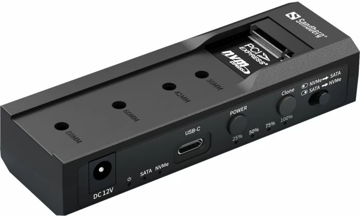 Stacion klonimi & dock SSD/HDD Sandberg 136-49 USB-C 3.2 Gen 1, M.2 NVMe + SATA, 2230-2280, i zi