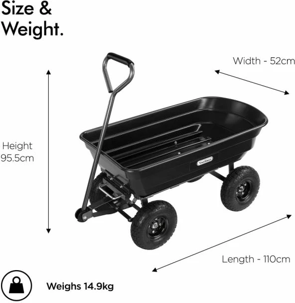 Karrocë kopshti VONHAUS 15/213 75L 250kg, e zezë