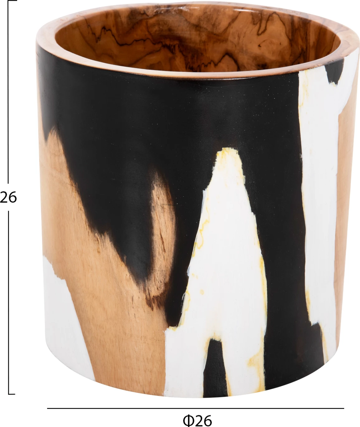 Vazo cilindrike dekorative për tavolinë, dru tik, Φ26x26H cm, FH7727