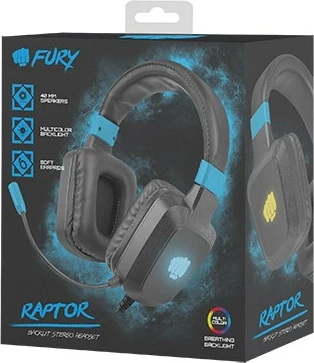 Kufje FURY NFU-1584, me kabllo, për lojëra, e zezë, blu