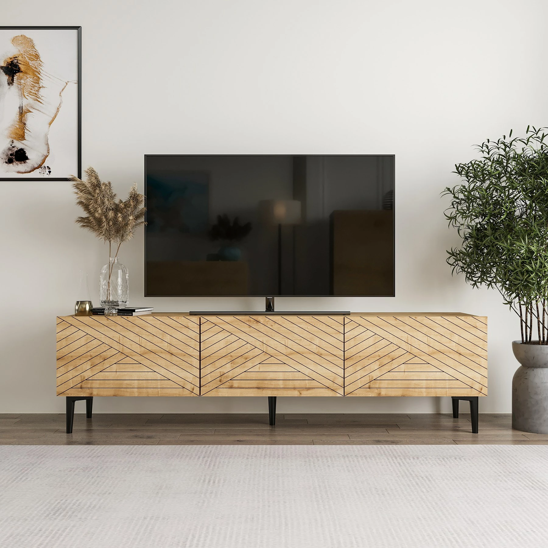 Komodë TV Skye Decor, ngjyrë lisi safir, Felix