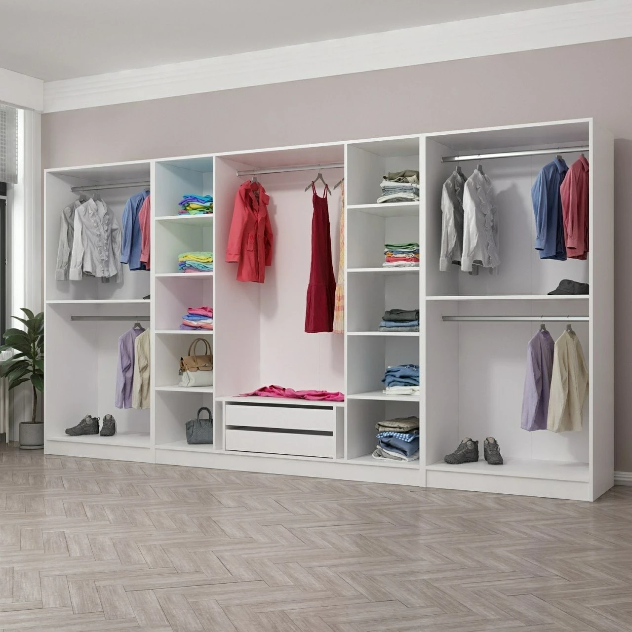 Dollap Skye Decor, i bardhë, 360x210x52cm, 8 pjesë