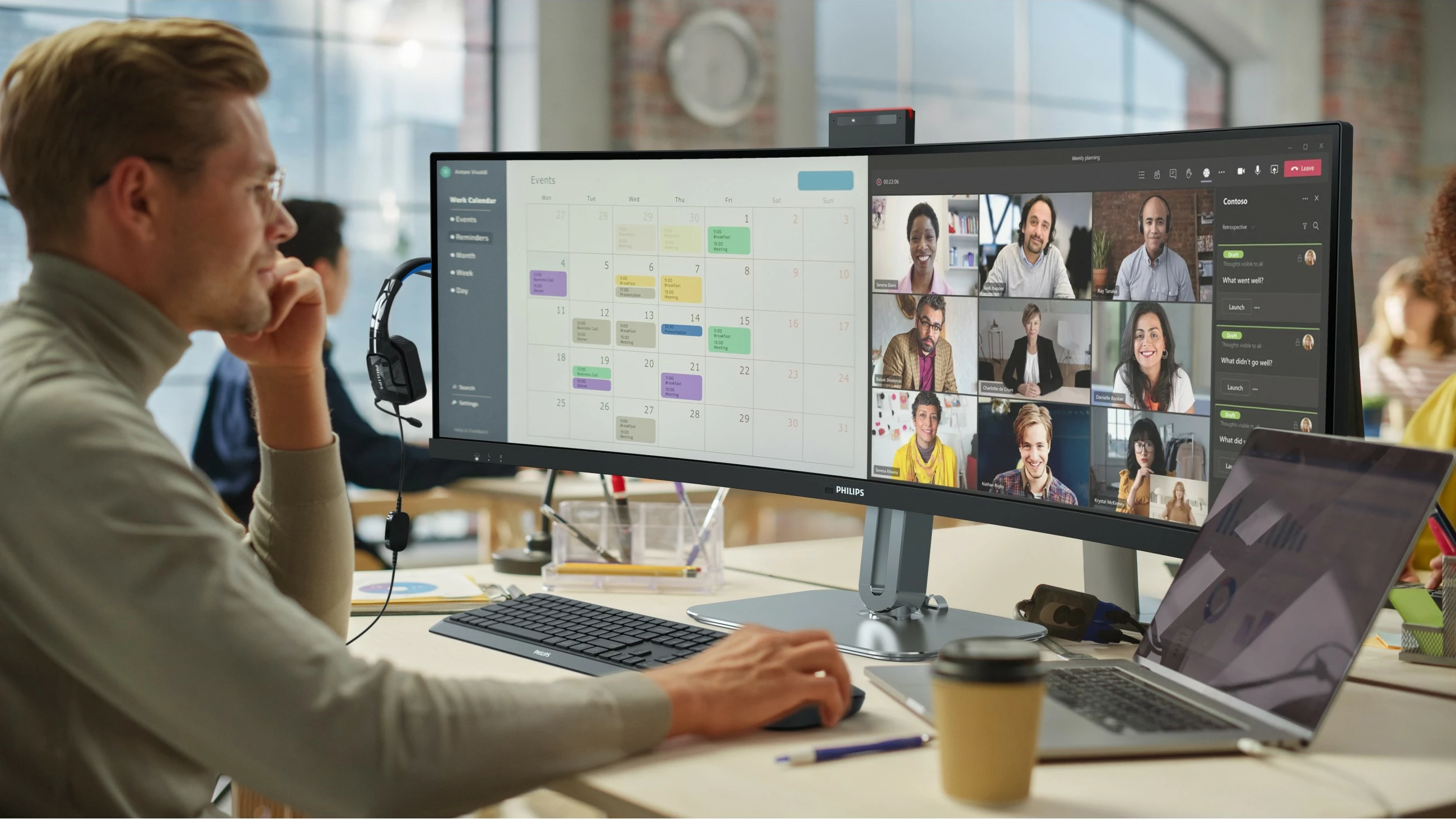 Monitor Philips 49B2U5900CH/00, 49 inç, Dual QHD, LCD, i zi