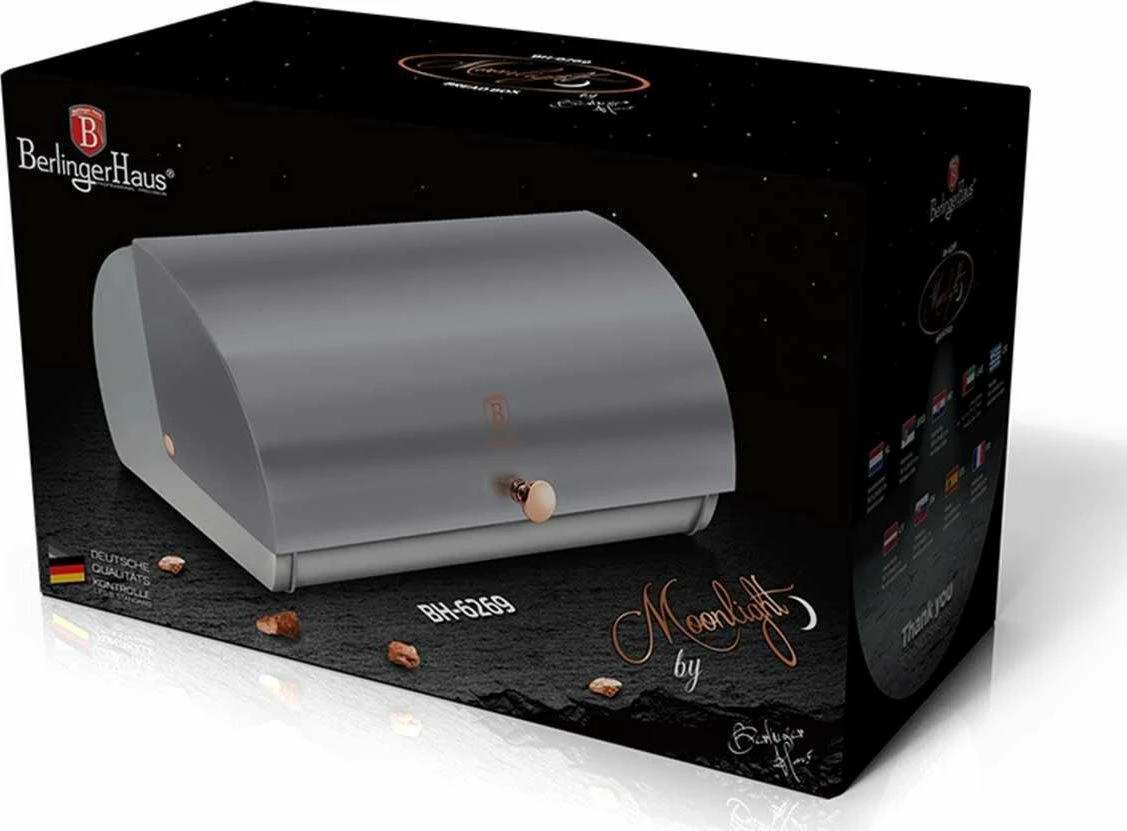 Kuti buke Berlinger Haus BH-6269, çelik karbon, 38×28×18.5 cm, Moonlight Edition, gri-argjend