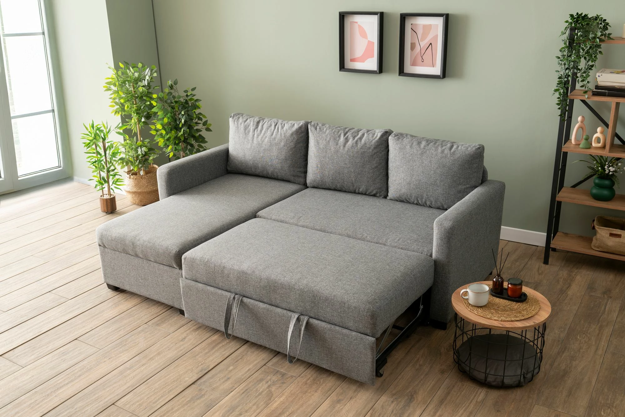 Kënd-sofë krevate Atelier del Sofa, ngjyrë gri e çelët, Kado