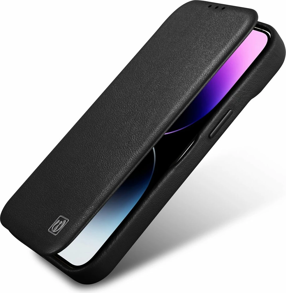 Mbështjellës iCarer CE Premium lëkurë për iPhone 14 Plus, MagSafe, i zi