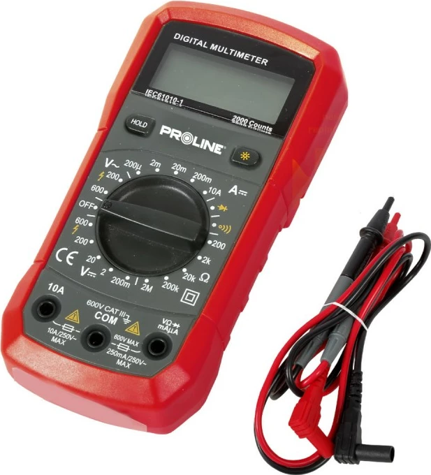 Multimetër digjital Proline 15186 600V 10A, i kuq