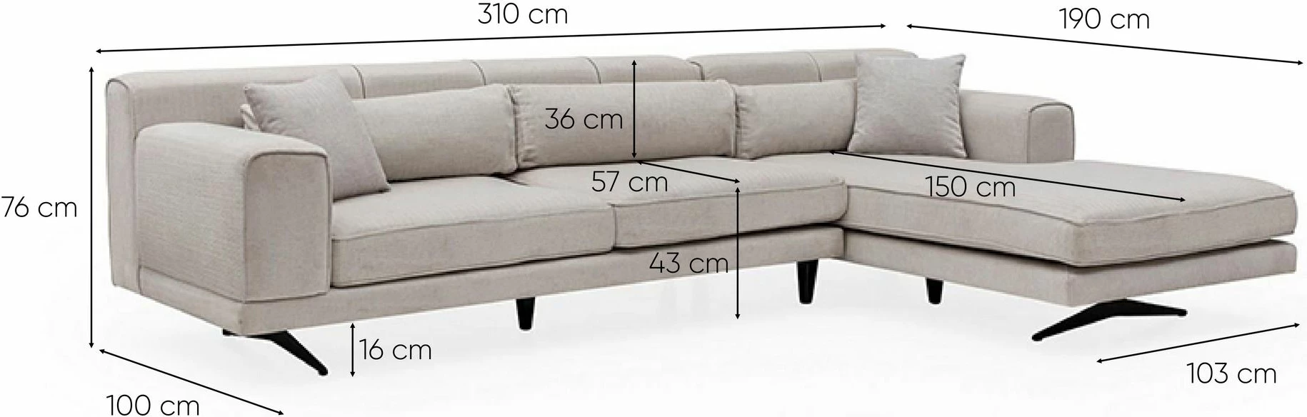 Këndore Jivago, e djathtë, bezhë, Atelier del Sofa