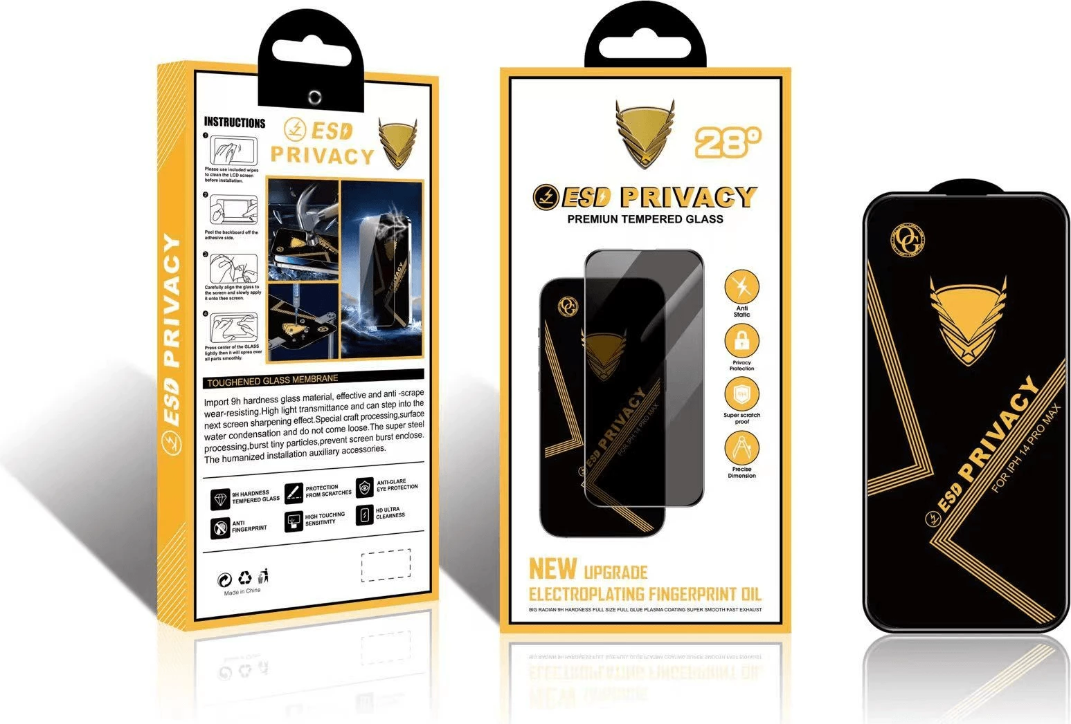 Xham i kalitur mbrojtës AntiSpy/Privacy Premium për Xiaomi Redmi Note 13 5G / Redmi Note 13 4G, edge full glue