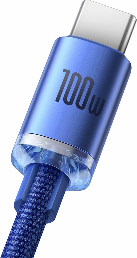 Kabllo i shpejtë Baseus Crystal Shine, 2m, USB-A në USB-C, 100W, Kaltër