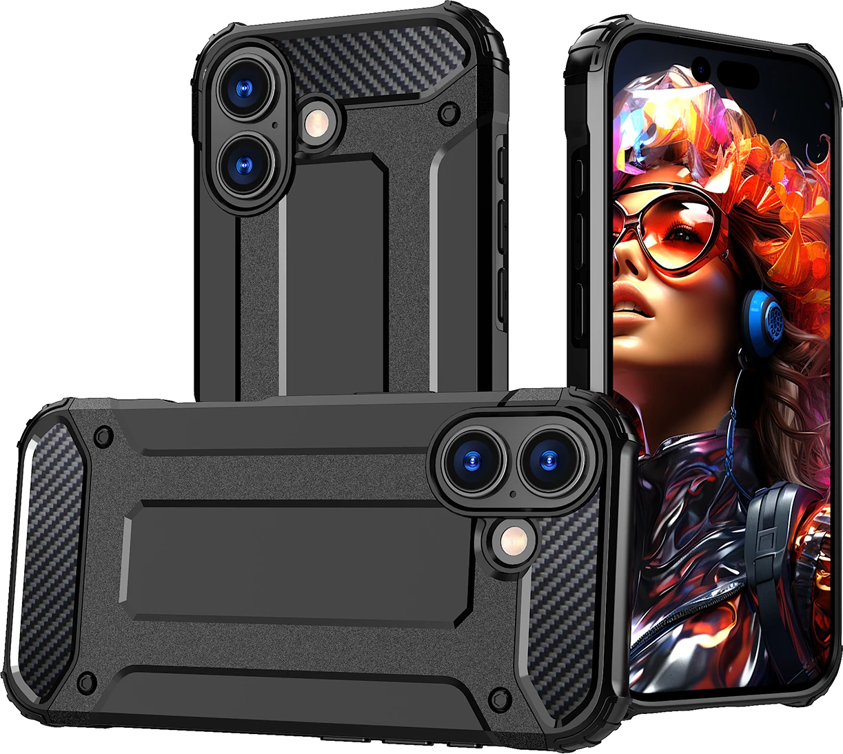 Mbështjellës Hurtel Hybrid Armor për iPhone 17, i zi