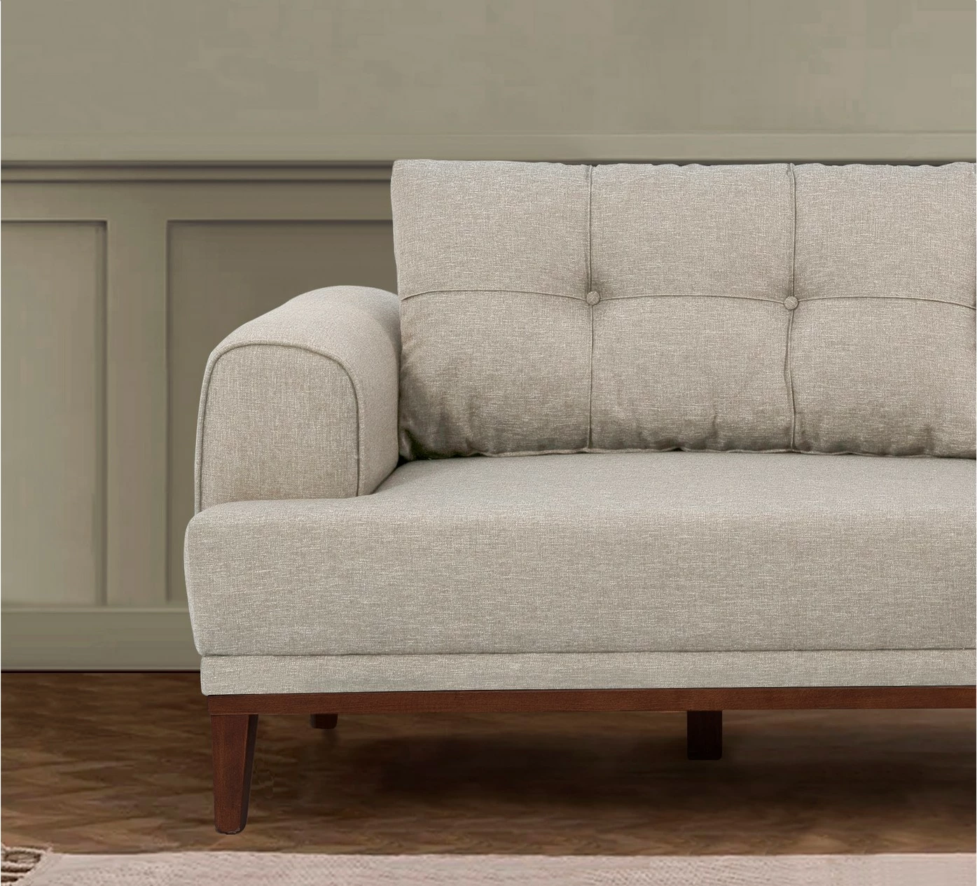 Divan treshe Atelier del Sofa, Vina 3, krem, dru arre