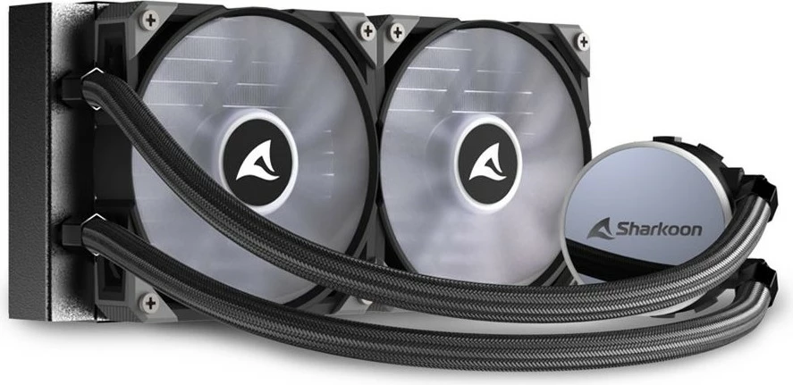 Ftohës uji all-in-one Sharkoon S70 RGB, 2x12cm, për procesor, i zi