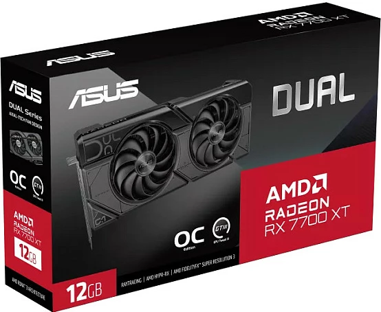 Kartelë grafike ASUS Dual RX7700XT-O12G, Radeon RX 7700 XT, 12 GB, GDDR6, PCI Express 4.0, e zezë
