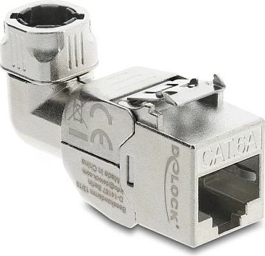 Modul Keystone DeLOCK RJ45 në LSA Cat.6A, shielded, 90°, AWG 22/24, argjendtë