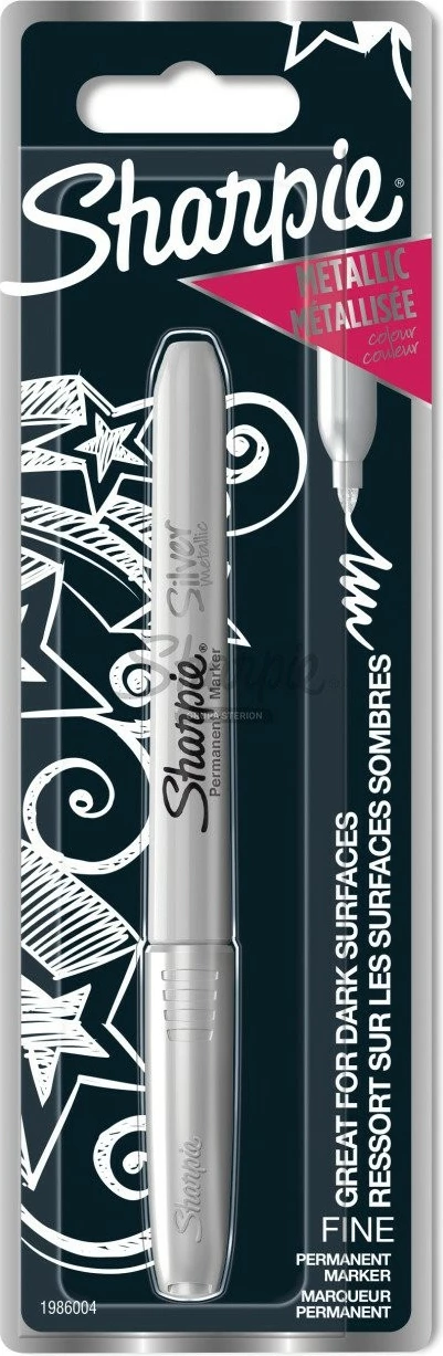 Marker permanent Sharpie 1986004, fine tip, 0.9mm, argjendtë, i zi