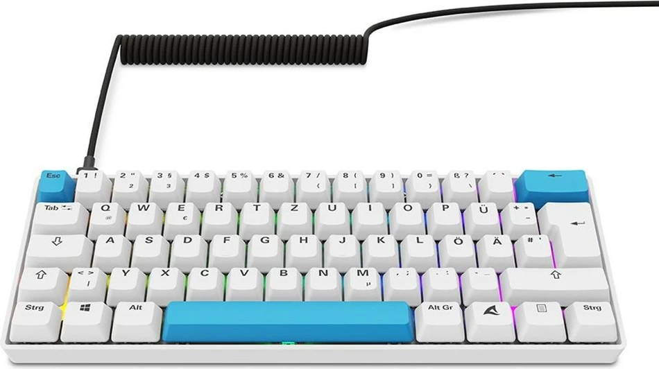 Tastierë gaming Sharkoon Skiller SGK50S4 Gen2, PBT, DE, RGB, e bardhë/blu