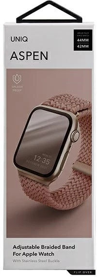 Rrip për Apple Watch UNIQ Aspen, pëlhurë Weavex, 42/44/45mm, rozë