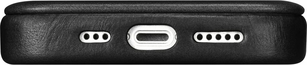 Mbështjellës iCarer Oil Wax Premium Leather Folio për iPhone 14 Plus, MagSafe, i zi