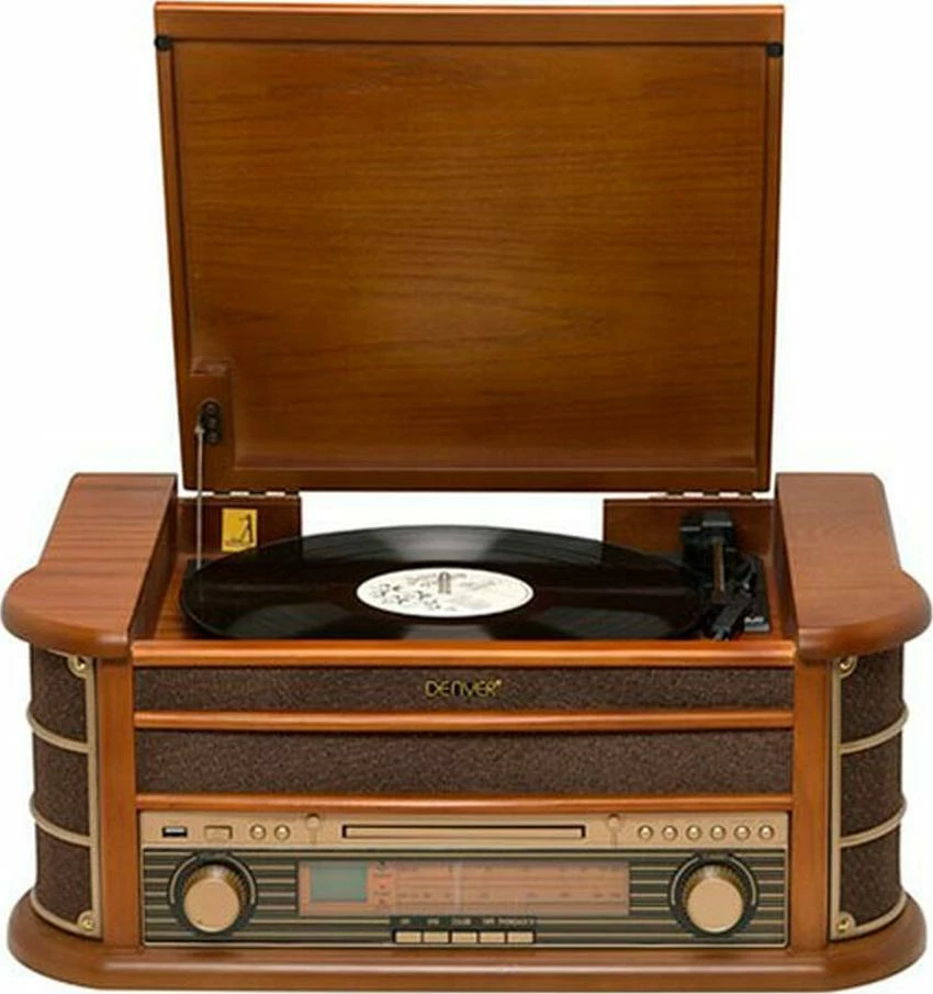 Gramafon Denver MCR-50 Retro 5 në 1, 33/45/78 rpm, USB/CD/Kasetë/Radio FM/AM, kafe