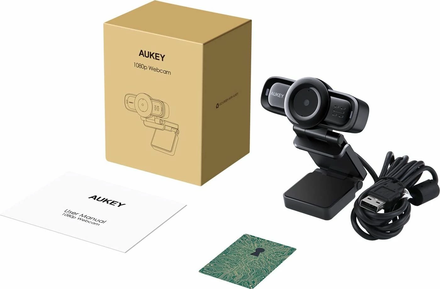 Webcam Aukey PC-LM3 Full HD 1080p USB me mikrofon stereo, e zezë