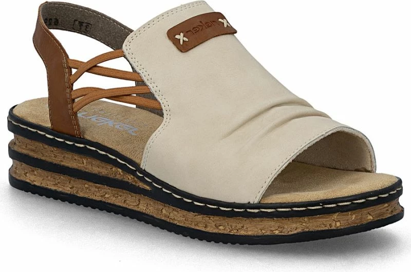 Sandale platforme femra Rieker 62962-60, bezhë