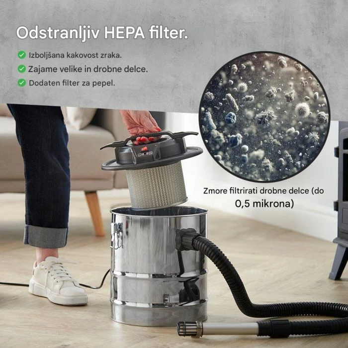 Fshesë hiri VONHAUS 3500060 15 L 1000 W argjend/zi set me aksesorë