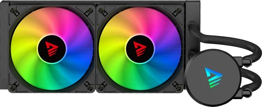 Komplet ftohës me ujë për kasë, Savio VELOX 240MM, 2x12 cm, RGB, i zi