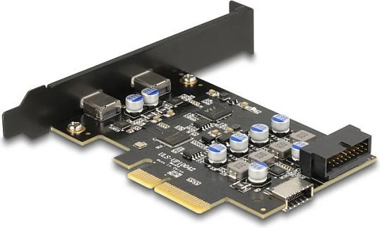 Kartë zgjerimi PCIe USB-C DeLOCK 90345, PCIe 3.0, 2x USB-C 10 Gbit/s, e zezë
