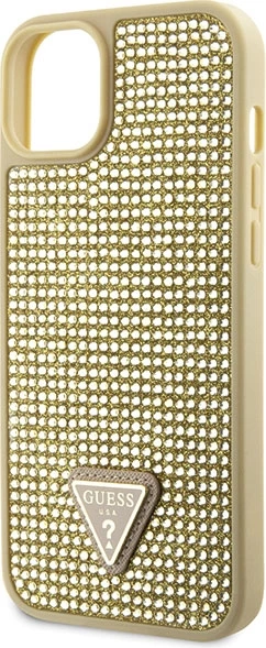 Mbështjellës Guess Rhinestone Triangle për iPhone 14 Plus 6.7", i artë, hardcase