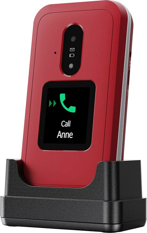 Celular Doro Leva E30, kapak (clamshell), Single SIM, ekran 2.8", bateri 1150 mAh, kuqe/bardhë