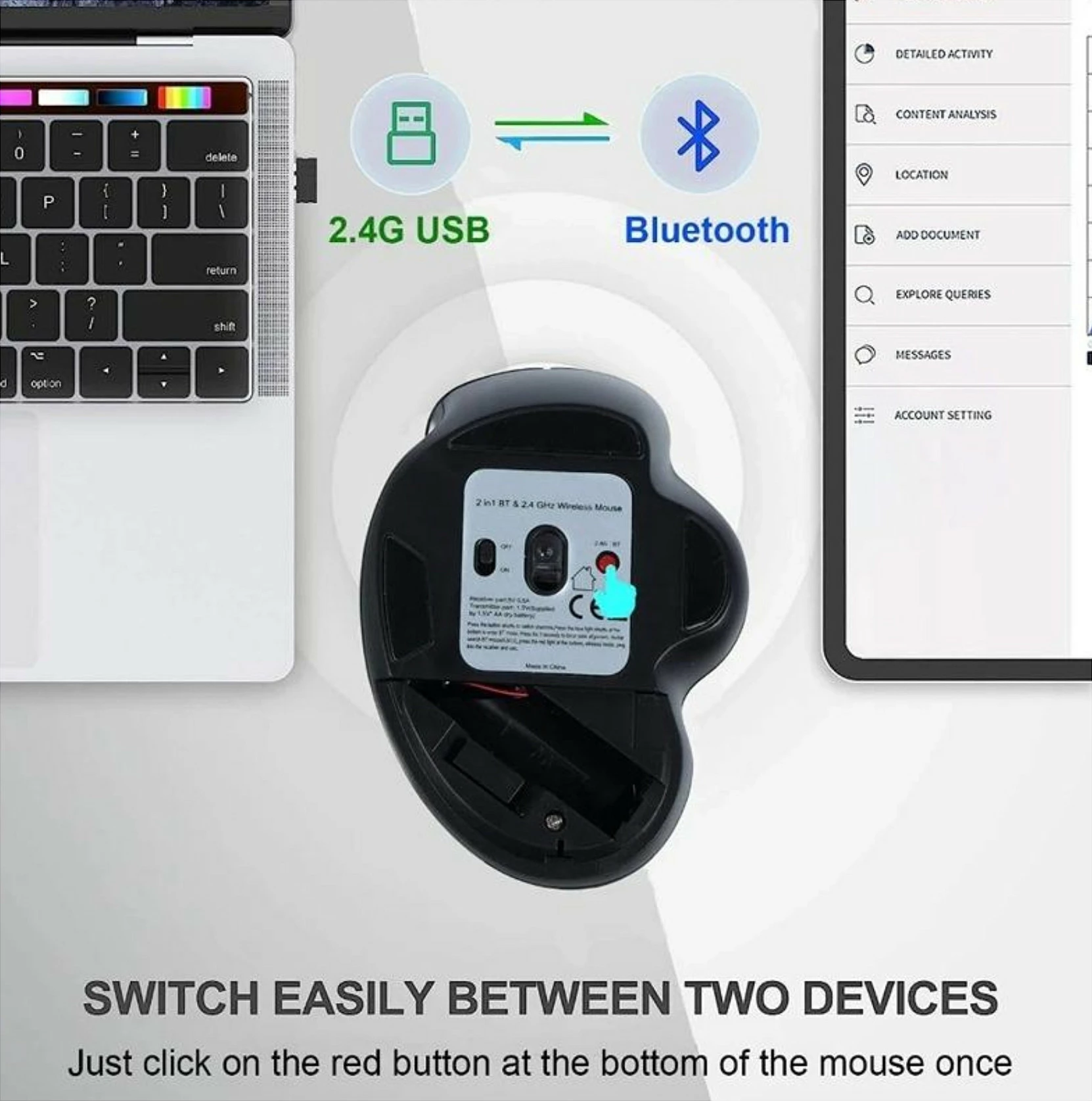 Maus wireless EQUIP Komfortmaus Dual Mode, 6 butona, 1600 DPI, i zi