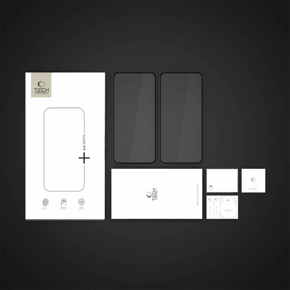 Mbrojtës ekrani xhami Tech-Protect Glass Fit+ për Nothing Phone 3A / 3A Pro, 2 copë, Zi