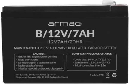 Bateri AGM Armac B/12V/7AH, 12V, 7Ah, e zezë