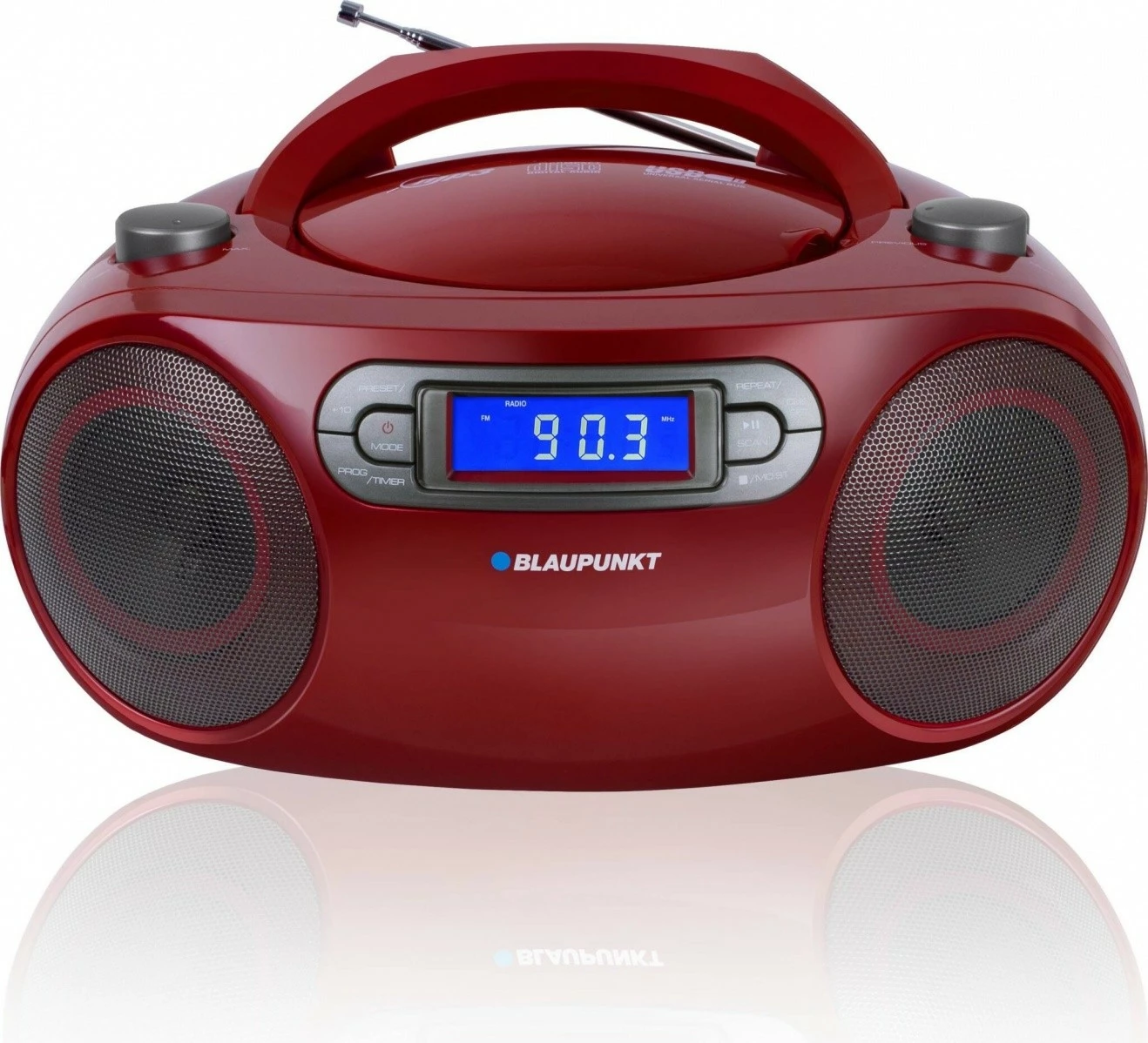 Boombox Blaupunkt BB18RD, FM PLL, CD/MP3/USB/AUX, orë dhe alarm, Kuqe