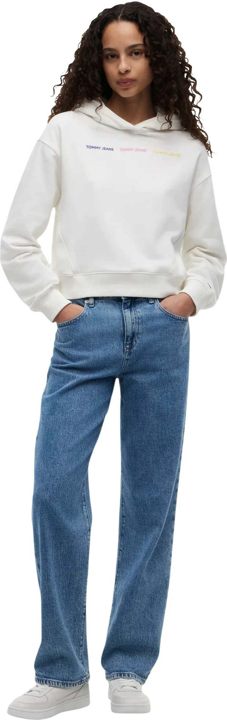 Duks me kapuç Tommy Hilfiger Jeans DW0DW22906 për femra, krem [Madhësia: S]