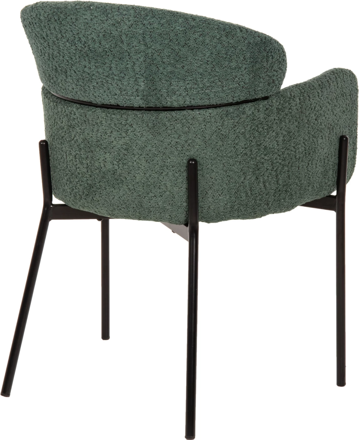 Karrige me krahë WOLF, pëlhurë boucle jeshile petrol, këmbë metalike të zeza, 58x58x80H cm., set prej 2 copë