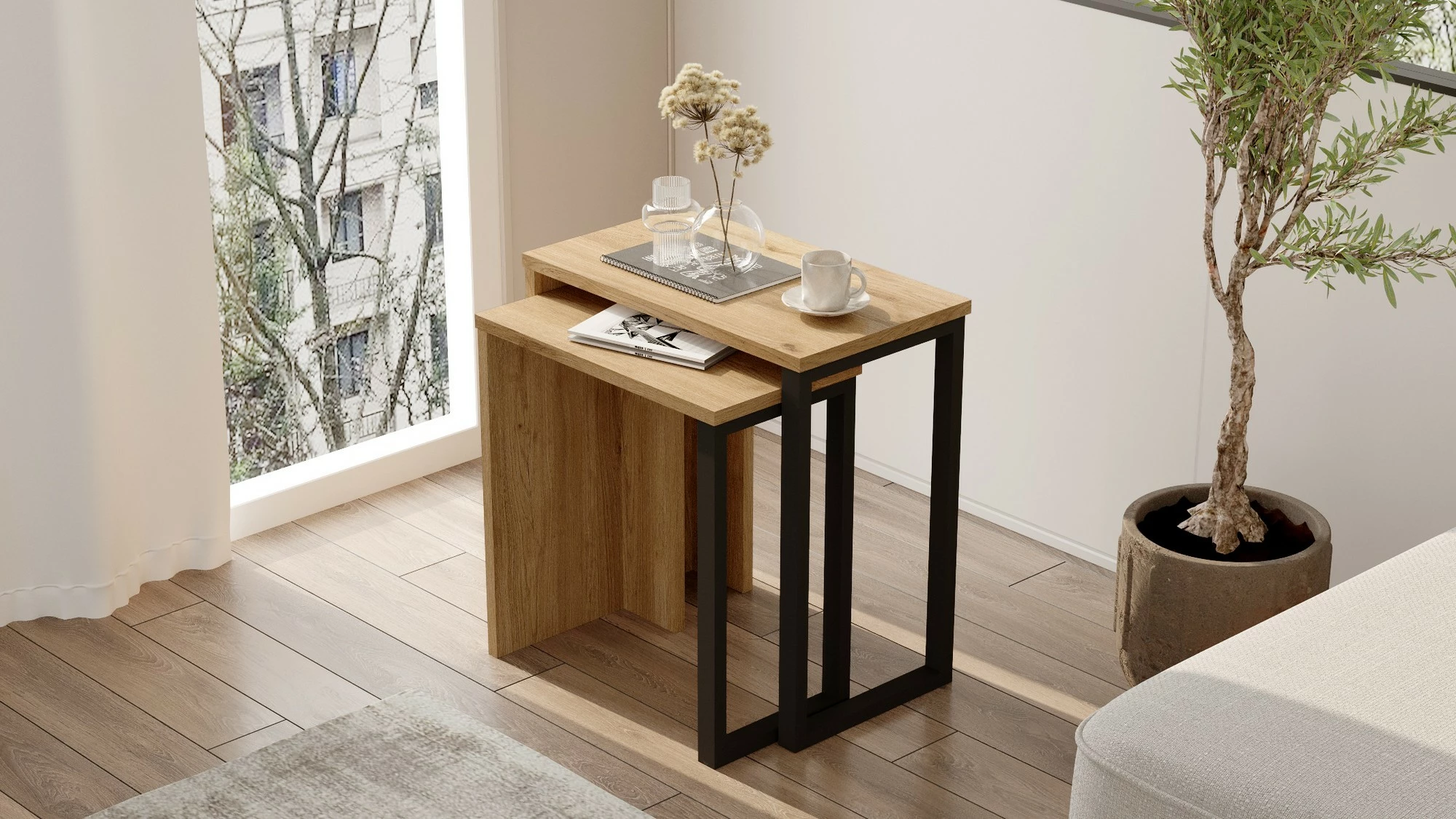 Set tavolinash të mbivendosura Hanah Home, On7-Su, 2 copë