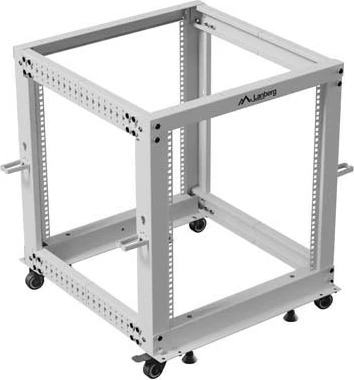 Stendë rack e hapur 19", Lanberg OR01-6112-S, 12U, thellësi e rregullueshme 576.4–1033.6 mm, 600x600 mm, gri RAL 7035