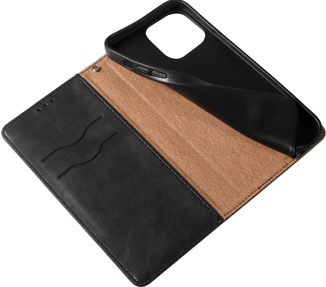 Mbështjellës Hurtel Magnet Strap Case për iPhone 12 Pro Max, me portofol dhe lanyard, i zi