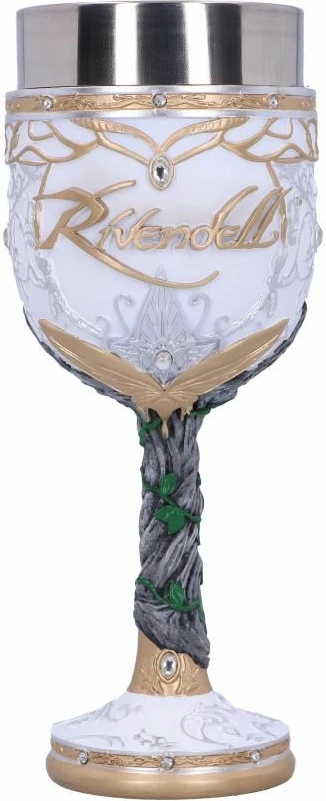 Krigë koleksionuese NEMESIS NOW Lord of the Rings Rivendell, 19.5 cm, rezinë me insert inox, bardhë/ari/jeshile