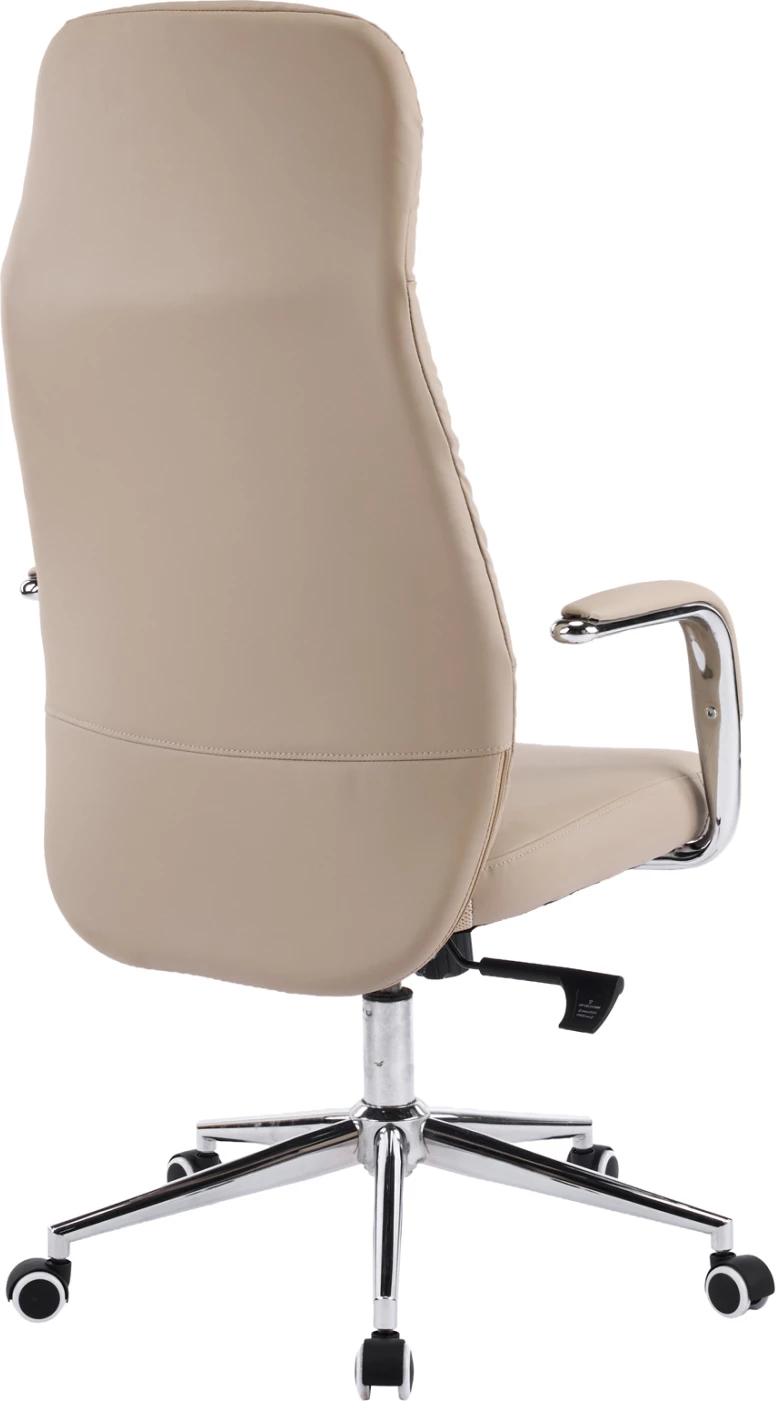 Karrige zyre TEETER, lëkurë PU bezhë, bazë kromi, 67x66x121cm