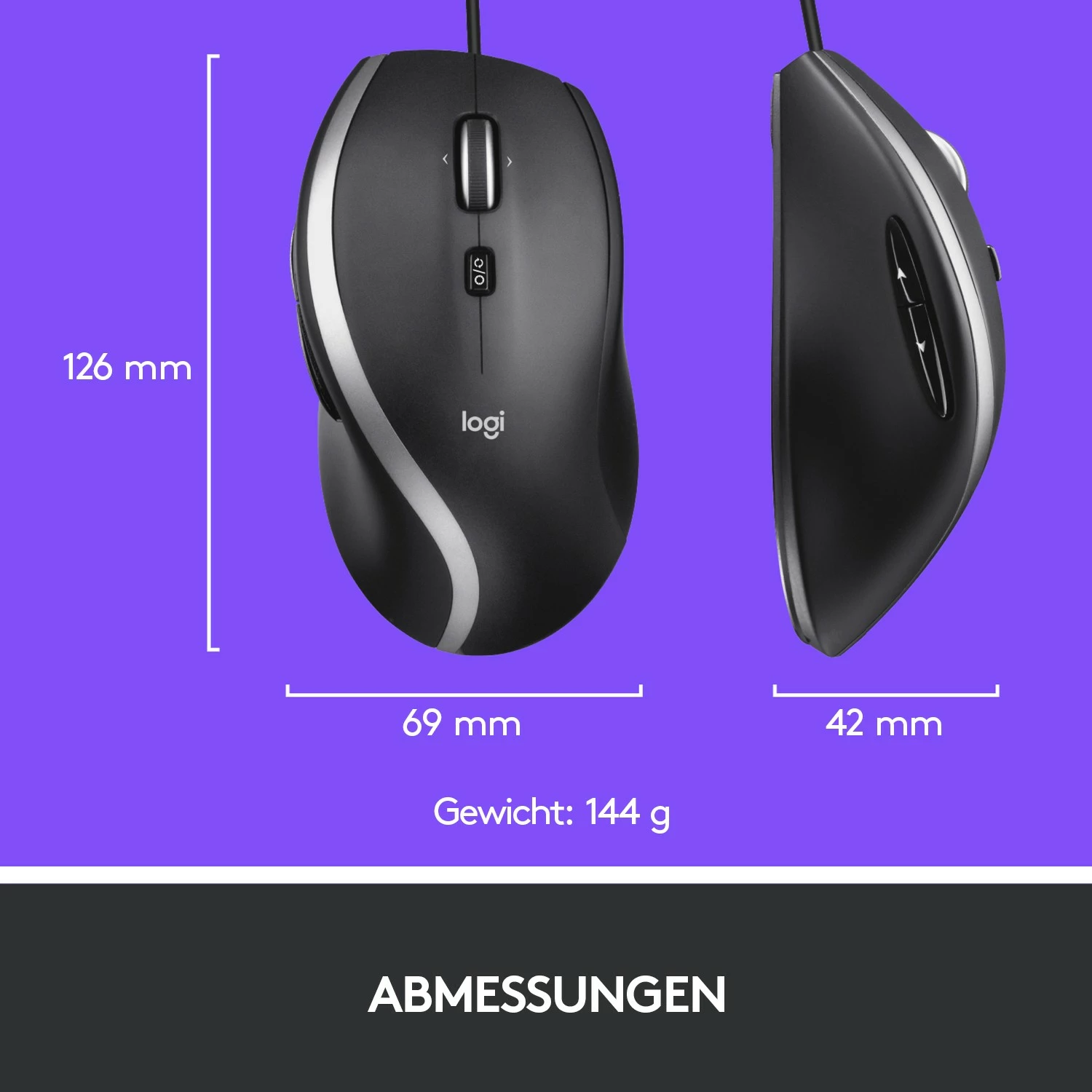 Maus Logitech M500, me kabllo, 4000 DPI, i zi