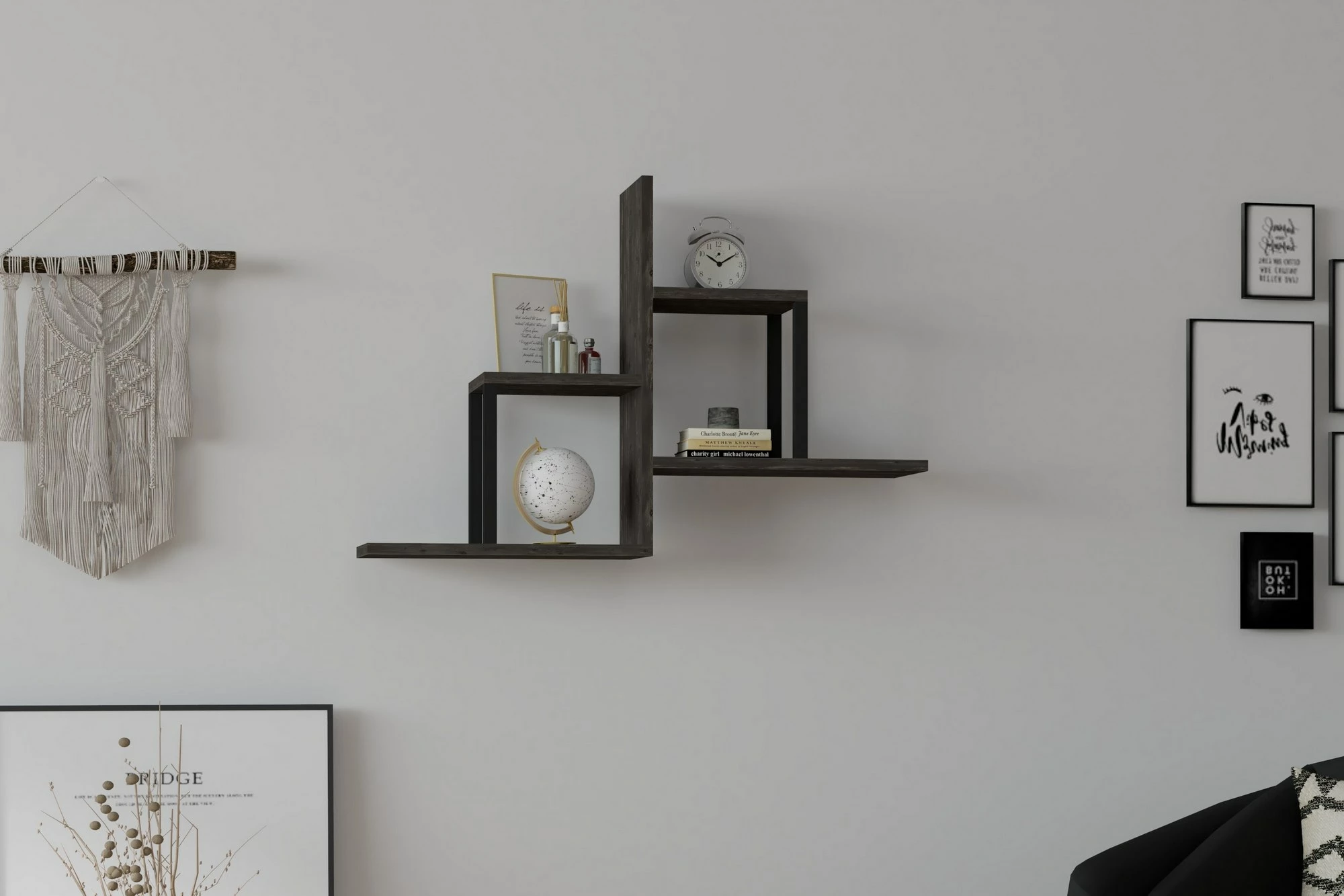 Raft muri, ngjyrë antracit, Hanah Home Diana
